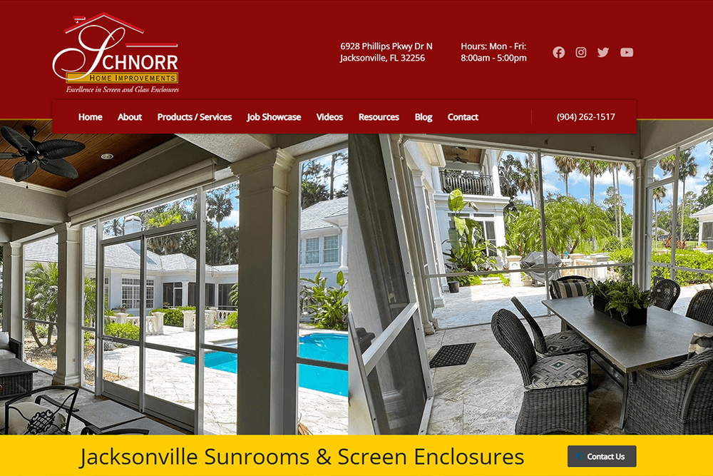 Schnorr Home Improvements Website Design | Kelly Advantage Schnorr Home Improvements sunroom contractor website design by Kelly Advantage