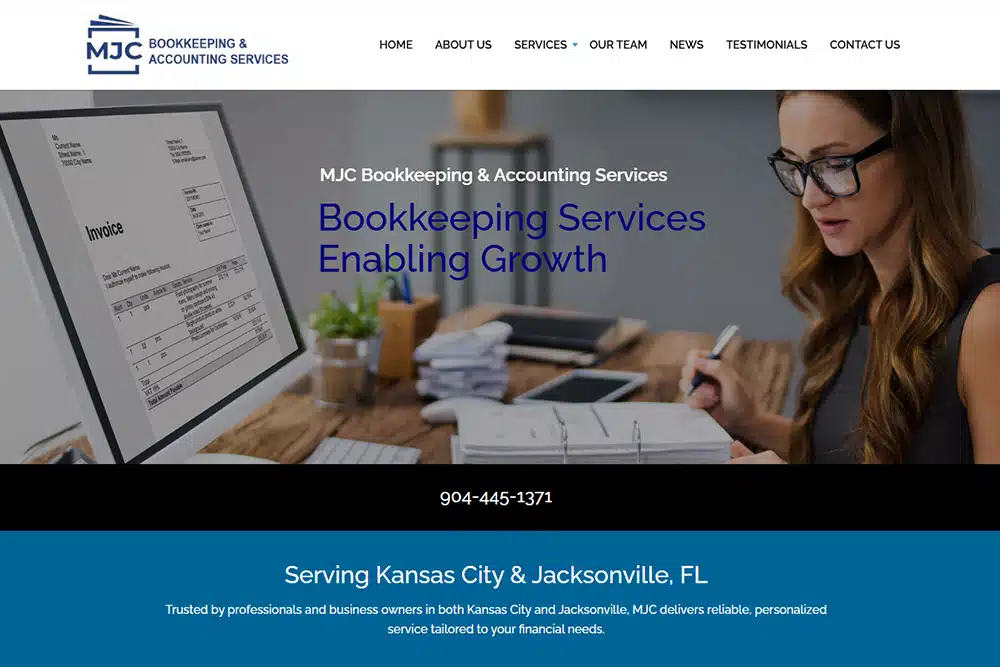 Accountant Website Designer In Jacksonville FL | Kelly Advantage MJC Bookkeeping Services website design by Kelly Advantage