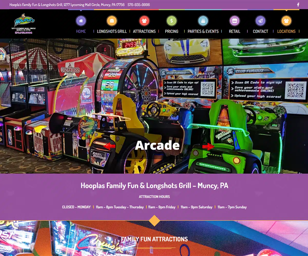 Indoor Amusement Park Website Designer Jacksonville FL | Kelly Advantage Amusement park website design featuring family attractions, entertainment activities, and recreational experiences.