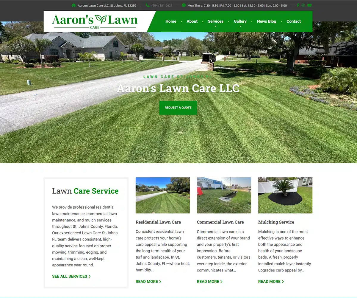 Lawn Care Service Website Design & SEO – Kelly Advantage Lawn care service website design showcasing professional lawn maintenance, property care, and landscaping services.