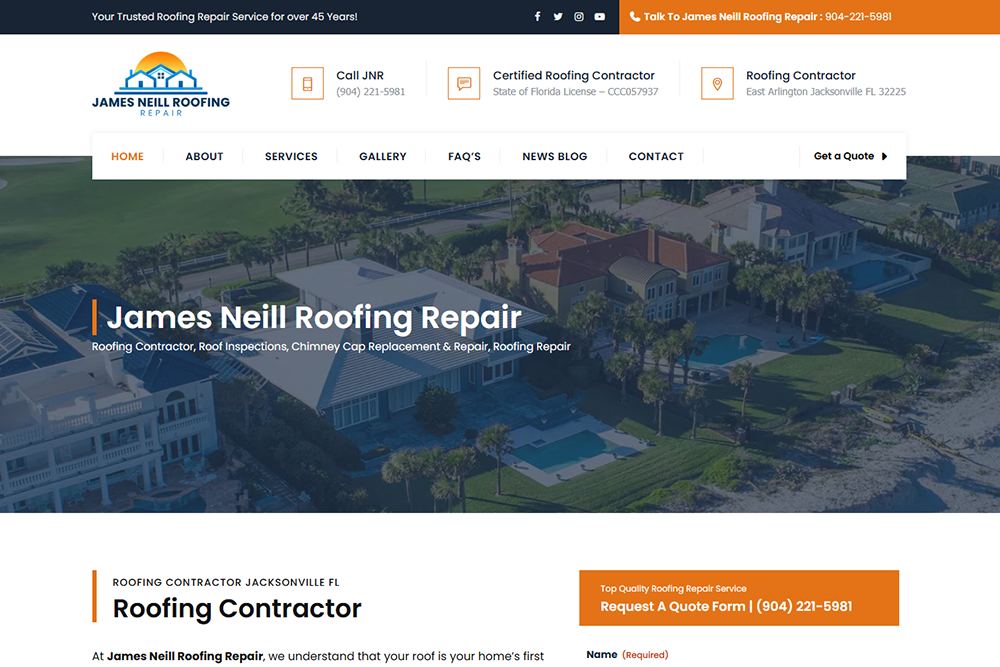 Roofing Contractor Web Design Jacksonville FL | Kelly Advantage Roofing Contractor Web Design in Jacksonville FL