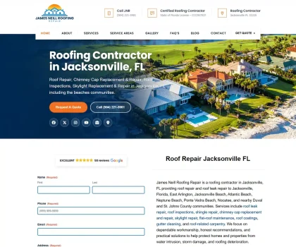 Roofing repair contractor website designer Jacksonville FL for roof repair companies