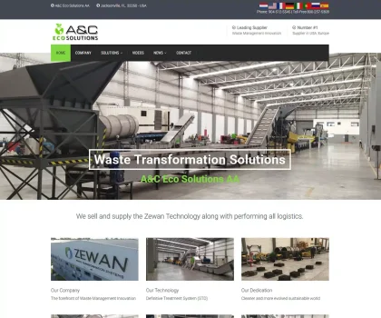 Waste management company website design for Jacksonville, FL, featuring waste collection, disposal, recycling, and commercial waste management services.